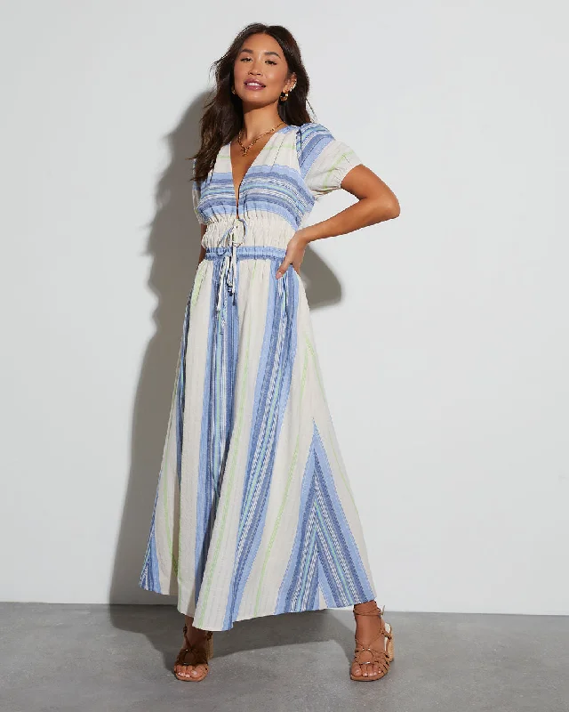 Tinsley Striped V-Neck Maxi Dress Slim-fit Maxi Skirt