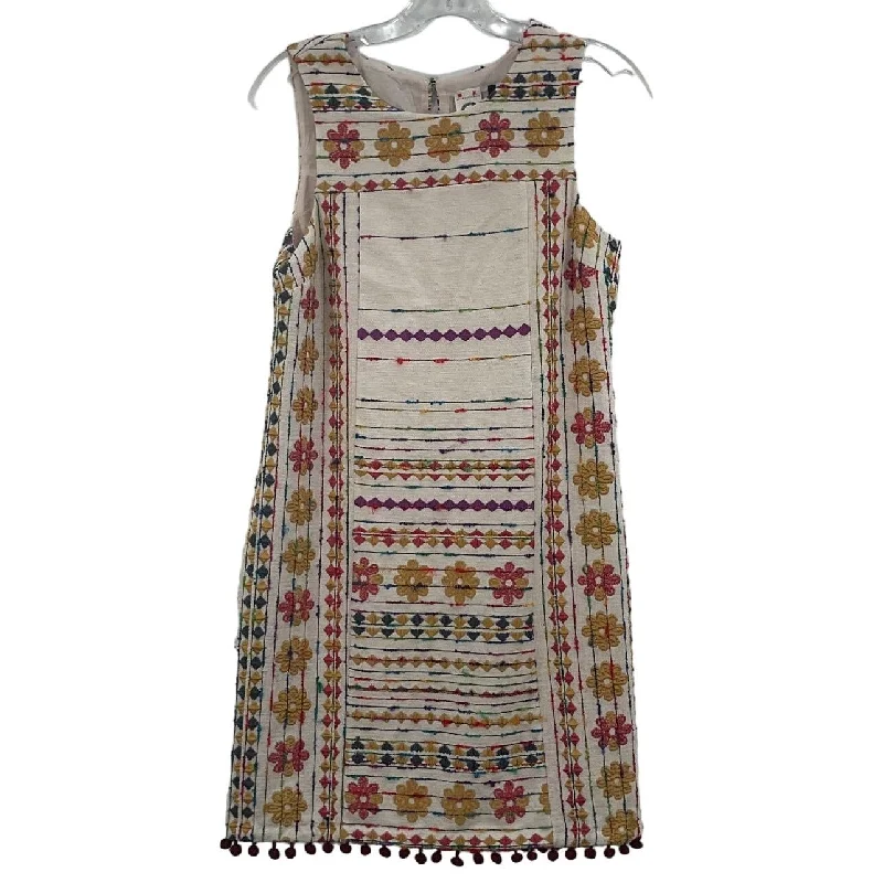 Akemi + Kin Prudence Needlepoint Beige Shift Womens Midi Dress, Size 0, Preowned Boho Chic Midi