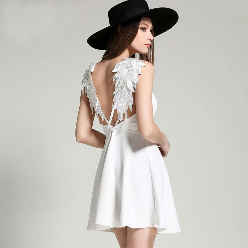 Backless Lace Angel Wings Dress Lace Dress Set