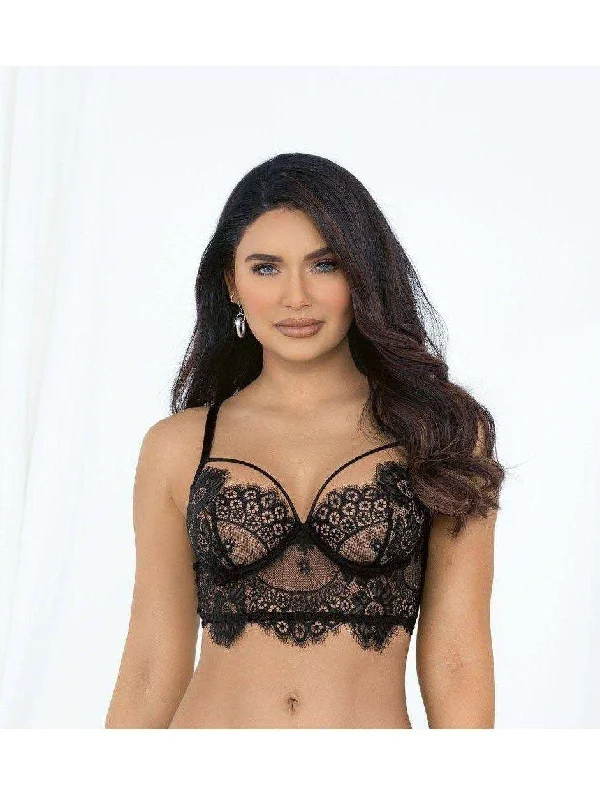 Escante IS-61033  Ravishing Eyelash lace Lace Underwire Bralette, Black, Size 38 Lace Dress Glow